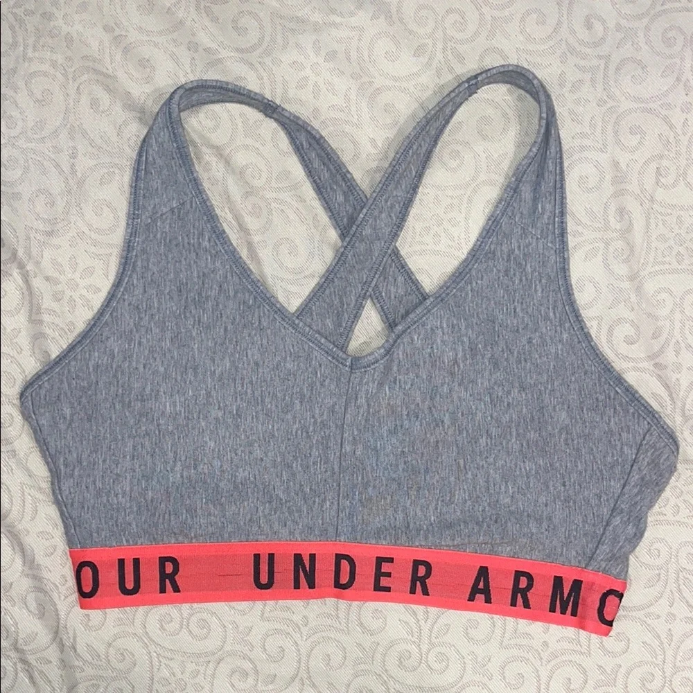 Set of 2 Under Armour Sports Bras Blue and Gray Compression Fit - Picture 2 of 7